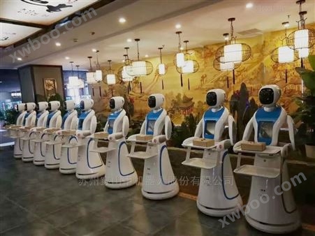 餐厅餐饮送餐机器人队列入住浙江天奢餐饮